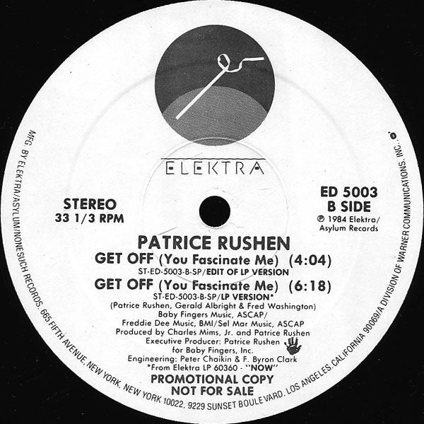 Patrice Rushen : Get Off (You Fascinate Me) (12", Promo)