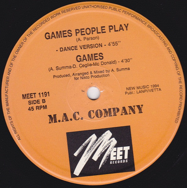 M.A.C. Company : Games People Play (12")