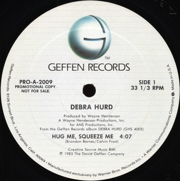 Debra Hurd : Hug Me, Squeeze Me (12", Promo)
