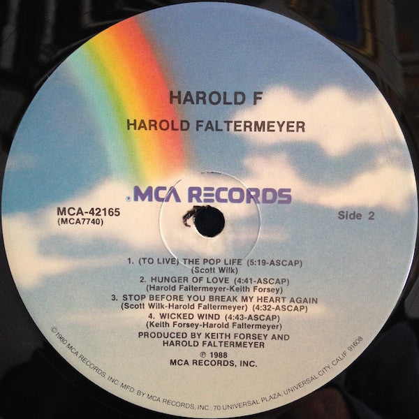 Harold Faltermeyer : Harold F (LP, Album, Pin)
