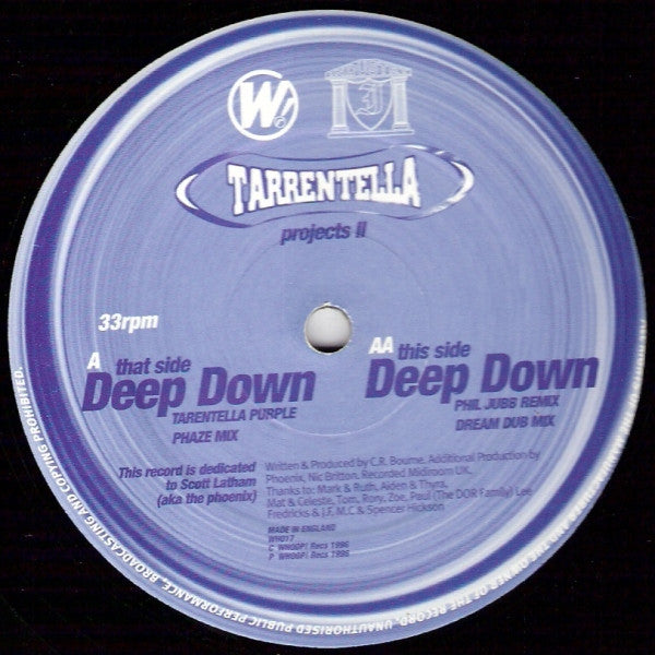 Tarrentella Projects II* : Deep Down (12")