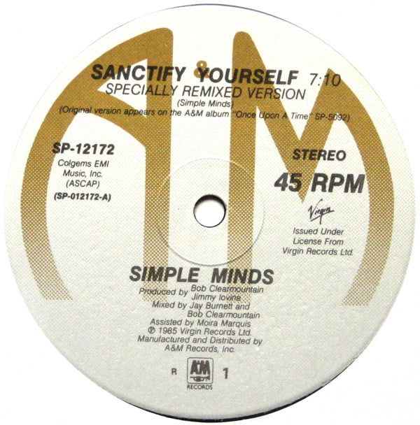 Simple Minds : Sanctify Yourself (12", Single, Ind)