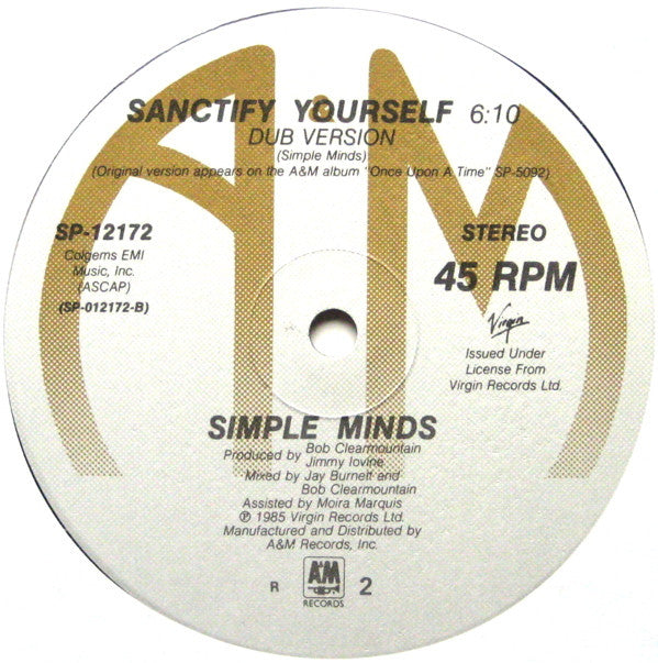 Simple Minds : Sanctify Yourself (12", Single, Ind)