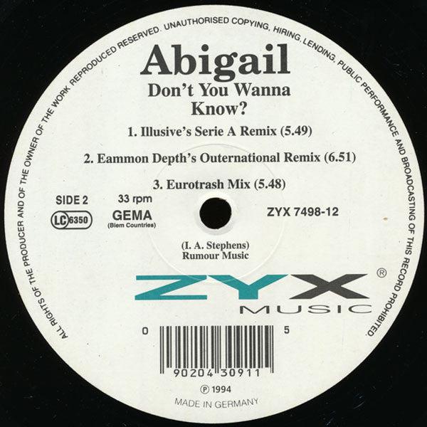 Abigail : Don't You Wanna Know? (12")