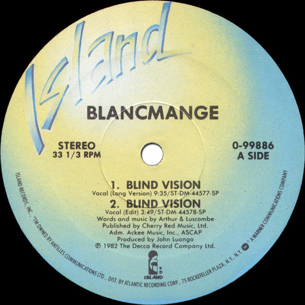 Blancmange : Blind Vision (12", Single)