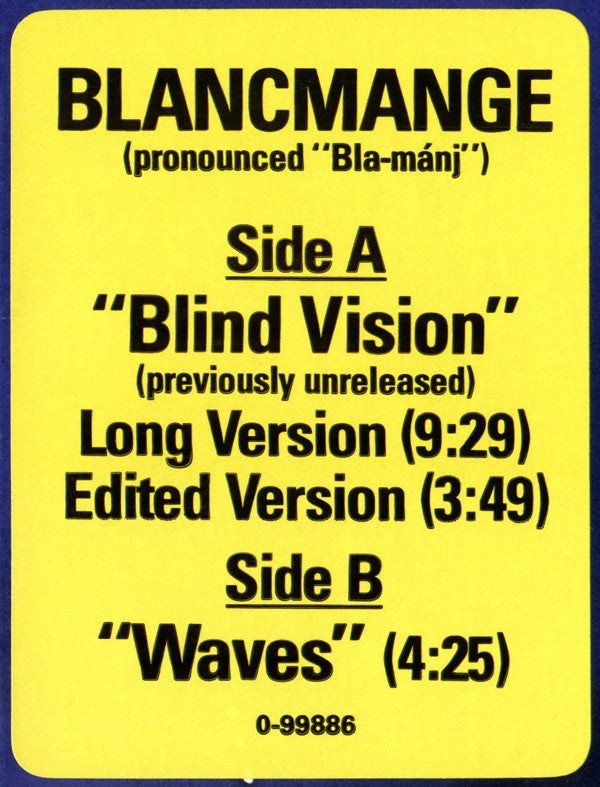 Blancmange : Blind Vision (12", Single)