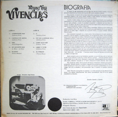 Anthony Rios : Vivencias (LP, Album)