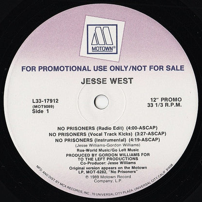 Jesse West : No Prisoners (12", Promo)