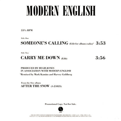 Modern English : Someone's Calling / Carry Me Down (12", Promo)