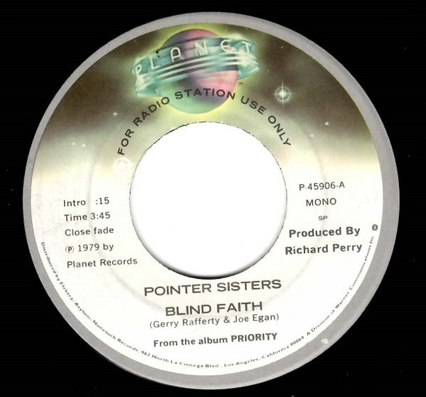 Pointer Sisters : Blind Faith  (7", Promo)