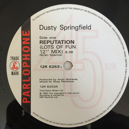 Dusty Springfield : Reputation (12", Single)