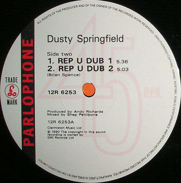 Dusty Springfield : Reputation (12", Single)