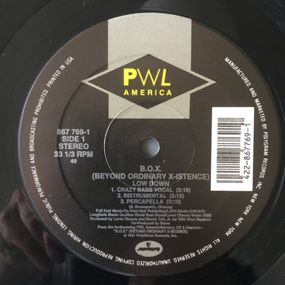 B.O.X. : Low Down / B A Real G (12")