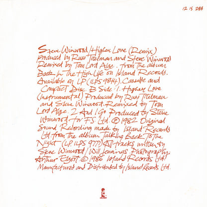 Steve Winwood : Higher Love (12")