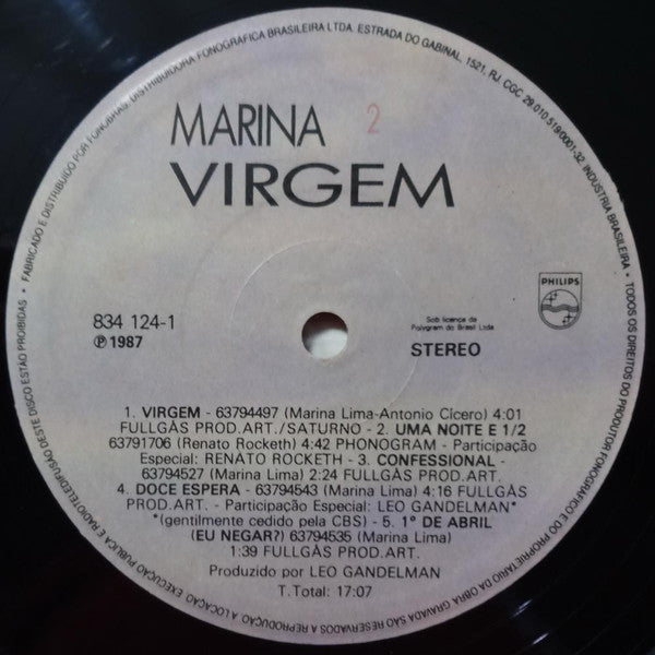 Marina Lima : Virgem (LP, Album)