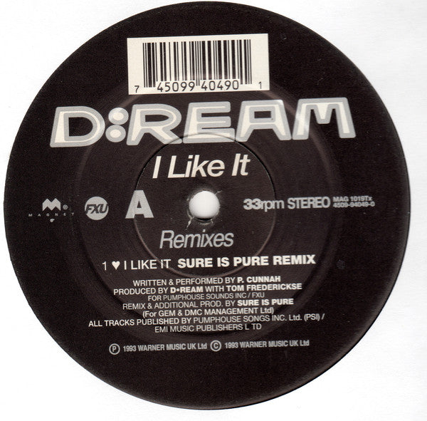 D:Ream : I Like It (Remixes) (12", Single, 2/2)