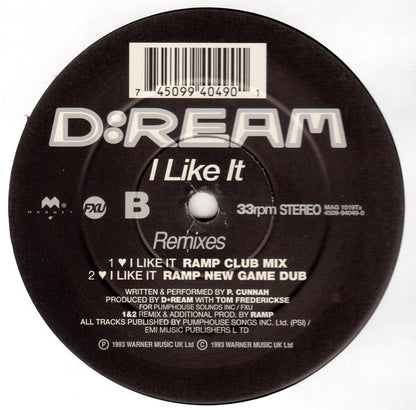 D:Ream : I Like It (Remixes) (12", Single, 2/2)