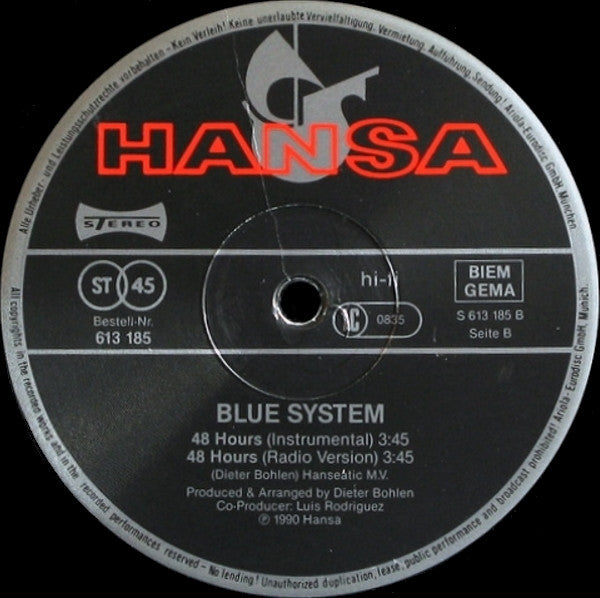 Blue System : 48 Hours (12", Maxi)