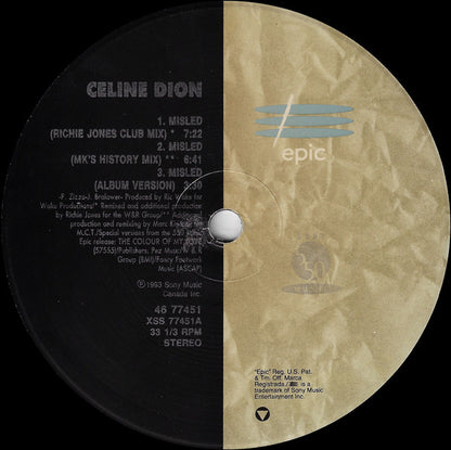 Celine Dion* : Misled (12")