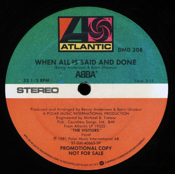 ABBA : The Visitors / When All Is Said And Done (12", Promo)