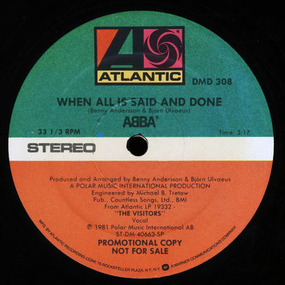 ABBA : The Visitors / When All Is Said And Done (12", Promo)
