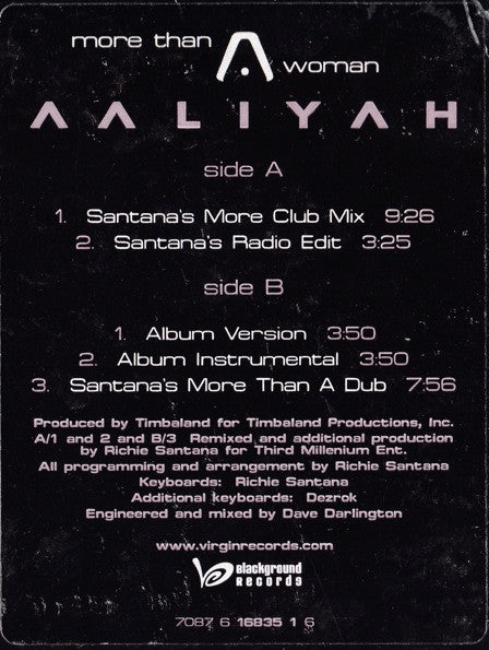 Aaliyah : More Than A Woman (12", Promo)