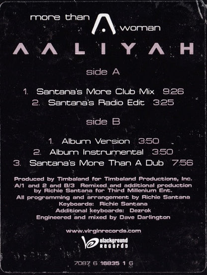 Aaliyah : More Than A Woman (12", Promo)