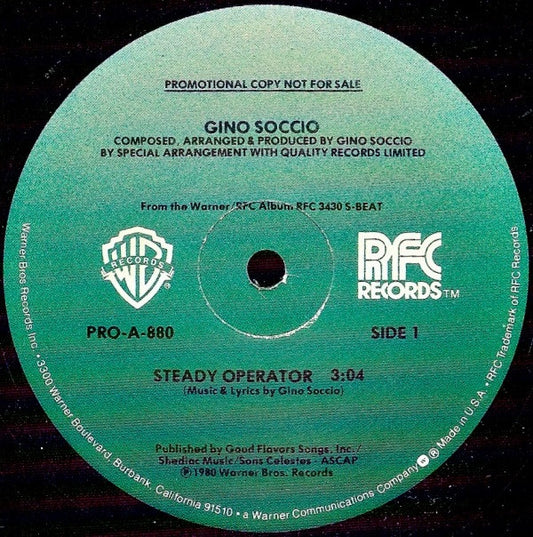 Gino Soccio : Steady Operator (12", Promo)