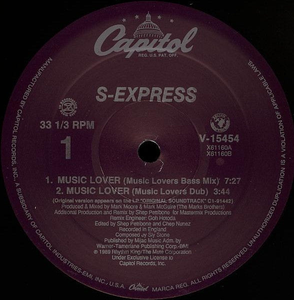S'Xpress* : Music Lover (12", Single, Spe)