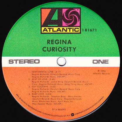 Regina (2) : Curiosity (LP, Album, Ind)