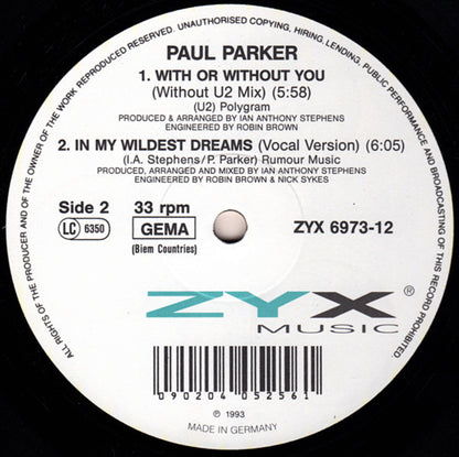 Paul Parker : With Or Without You (12")