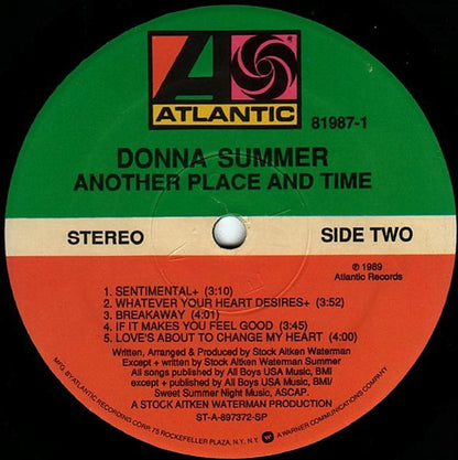 Donna Summer : Another Place And Time (LP, Album, Spe)