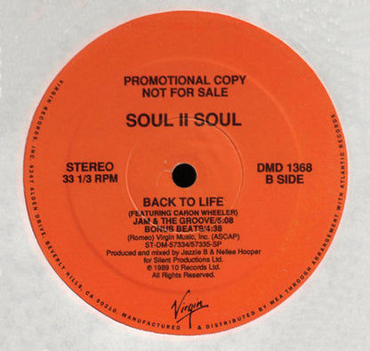 Soul II Soul : Back To Life (12", Single, Promo)