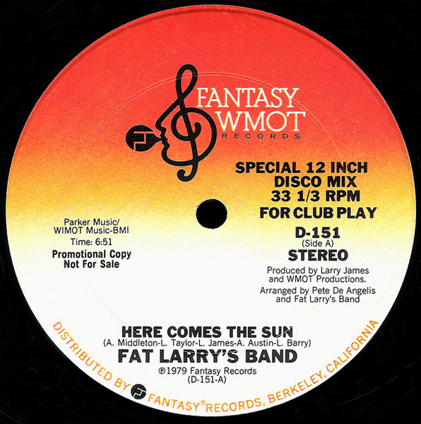Fat Larry's Band : Here Comes The Sun (12", Promo)