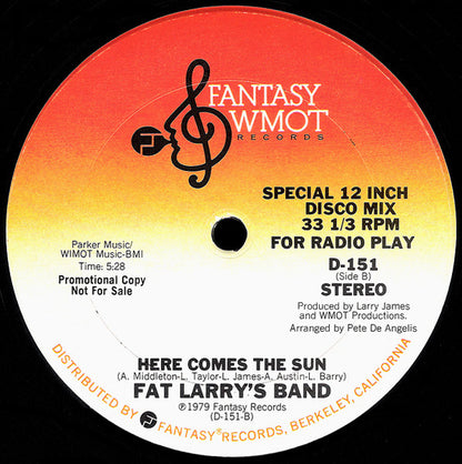 Fat Larry's Band : Here Comes The Sun (12", Promo)