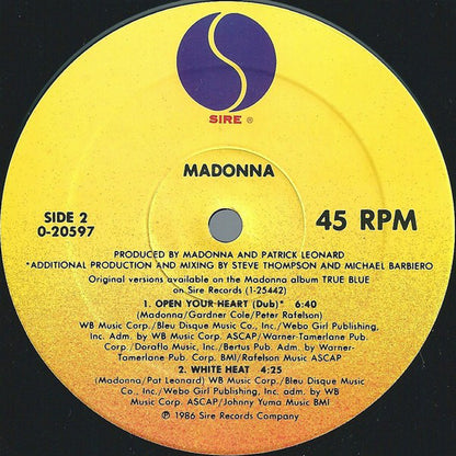 Madonna : Open Your Heart/White Heat (12", Maxi)