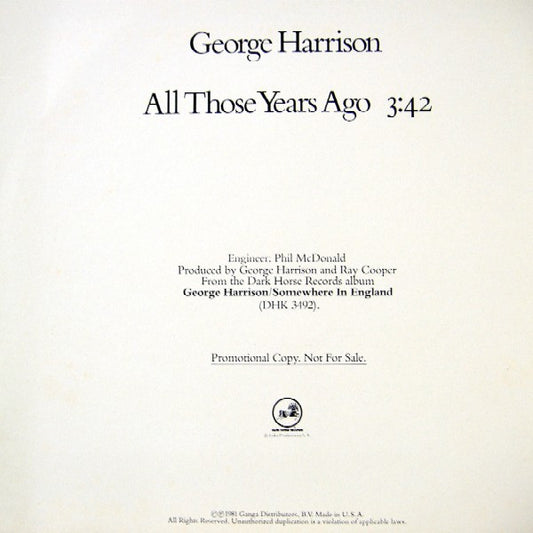 George Harrison : All Those Years Ago (12", Promo, All)