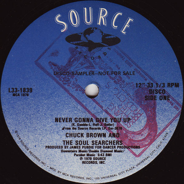 Chuck Brown And The Soul Searchers* : Never Gonna Give You Up (12", Promo)