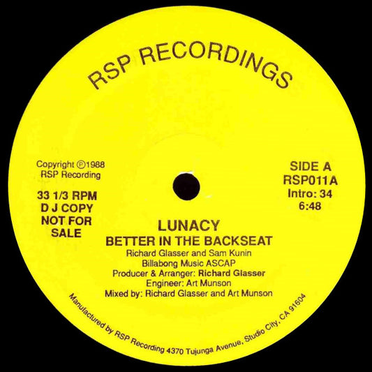 Lunacy (3) : Better In The Backseat (12", Promo)