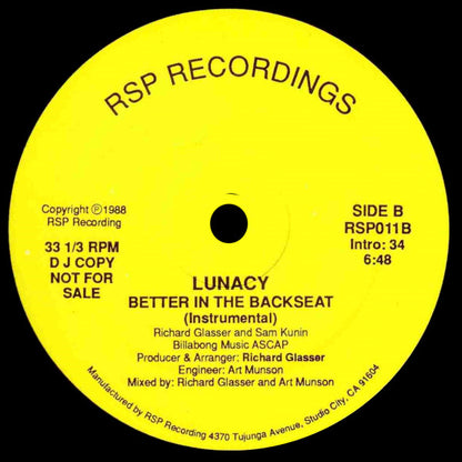 Lunacy (3) : Better In The Backseat (12", Promo)