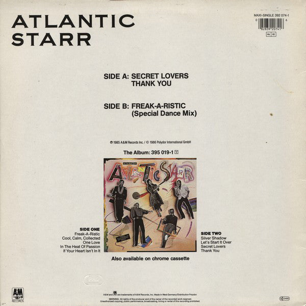 Atlantic Starr : Secret Lovers (12", Maxi)