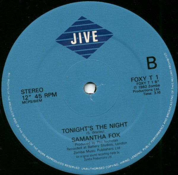 Samantha Fox : Touch Me (I Want Your Body) (12", Single)