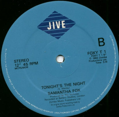 Samantha Fox : Touch Me (I Want Your Body) (12", Single)