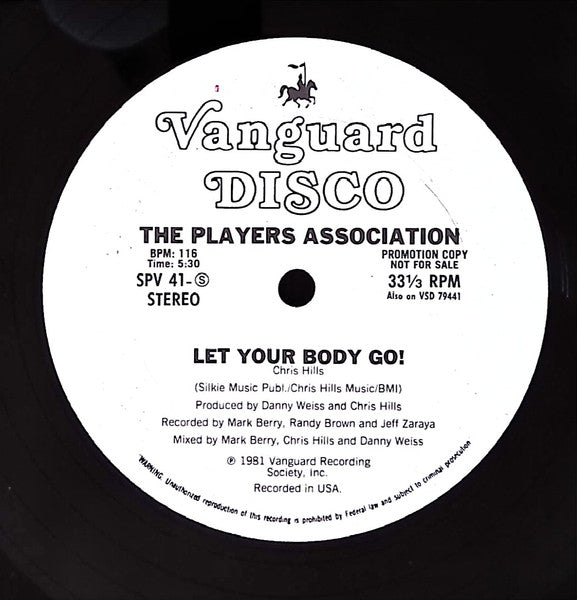 The Players Association : Get On Up Now / Let Your Body Go! (12", Promo)