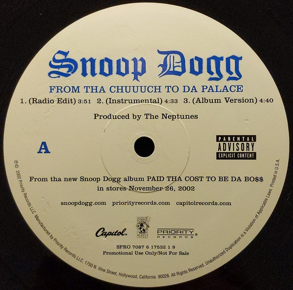 Snoop Dogg : From Tha Chuuuch To Da Palace (12", Promo)