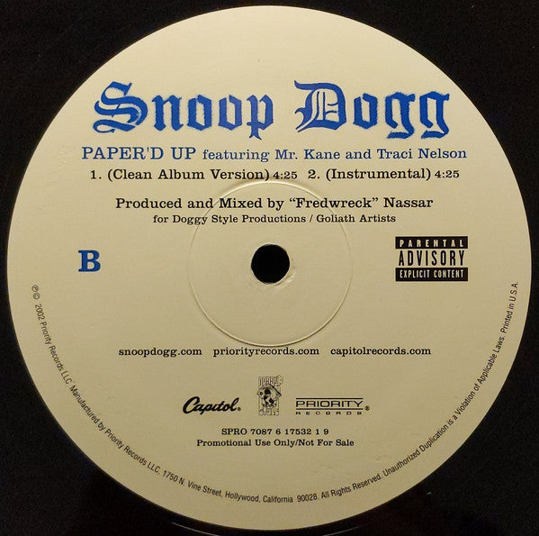 Snoop Dogg : From Tha Chuuuch To Da Palace (12", Promo)