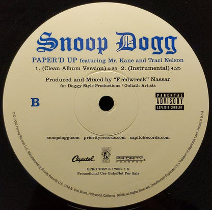 Snoop Dogg : From Tha Chuuuch To Da Palace (12", Promo)