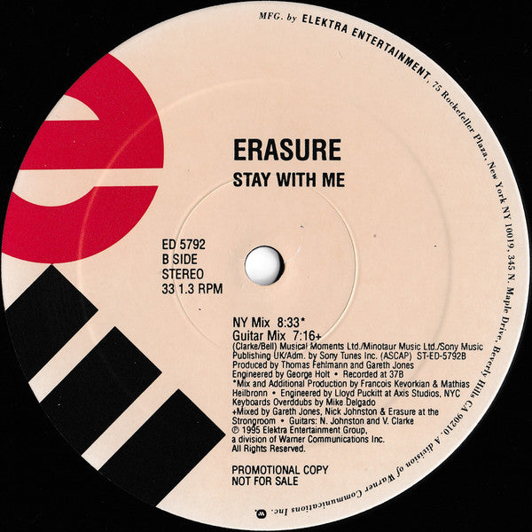 Erasure : Stay With Me (12", Promo)