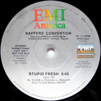 Rappers' Convention : Stupid Fresh (12", Promo)