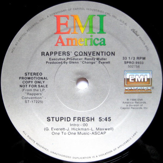 Rappers' Convention : Stupid Fresh (12", Promo)